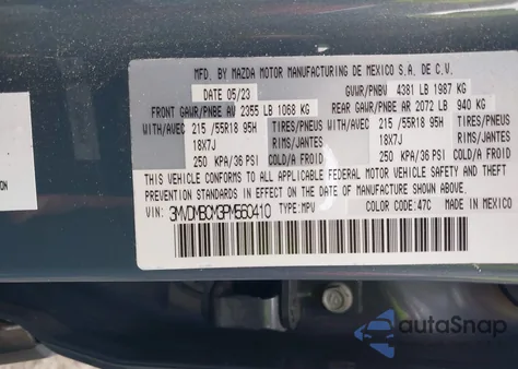 2023 Mazda Cx-30 2.5 S Carbon Edition z USA, uszkodzony, nr VIN 3MVDMBCM3PM560410